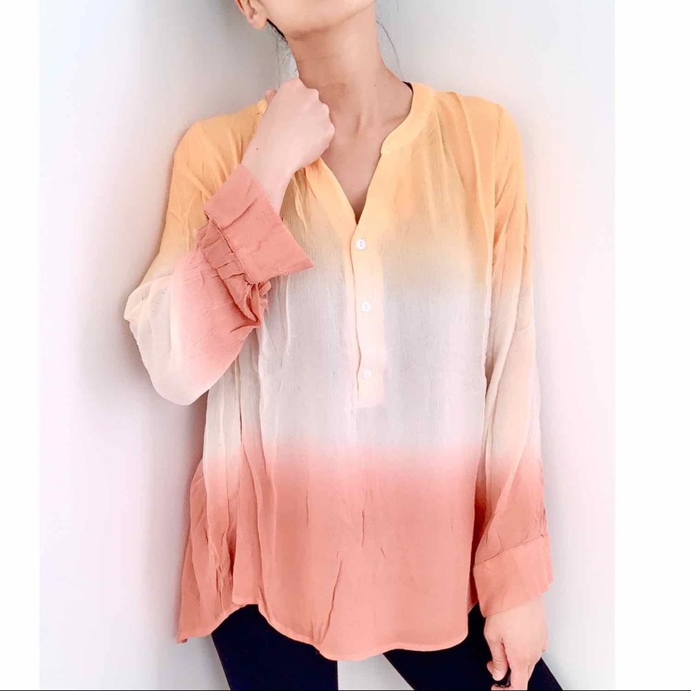 COLLARLESS SUMMER SHADES BLOUSE TOP SHIRT
